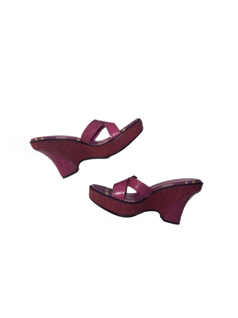 Vintage Enzo Angiolini Magenta Mule Striped Wedges
